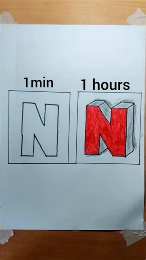 N Drawing Tutorial #virelvideo #art #3dart #shorts