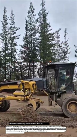Motor Grader Leveling Gravel for Road Base Preparation.