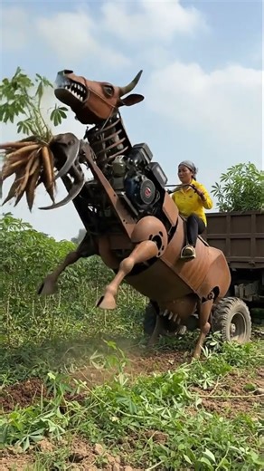 Mechanical Cow Adventure: Woman’s DIY Farming Robot! #shorts