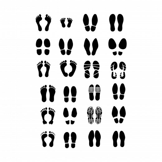 Footprint Icons Vector Set: Shoe, Sandal, Barefoot (SVG, EPS, AI) - Etsy