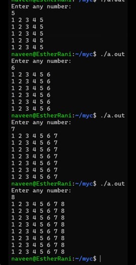 C Program to Print Number Pattern | Nested Loops in C | Pattern Printing Tutorial #Shorts #1printf