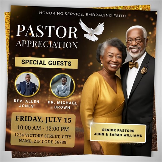 Pastor Appreciation Flyer, Church Anniversary Flyer, Worship Church Flyer, Prayer Conference Flyer, DIY Template, Church Program Canva Flyer - Etsy