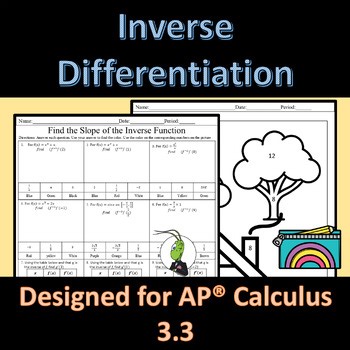 AP Calculus Inverse Differentiation Color by Number Activity 3.3