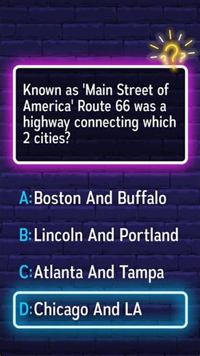 Route 66 connected which 2 cities as the 'Main Street of America'?