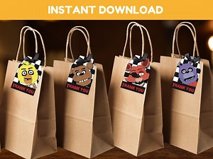 Five Night's at Freddy's Thank You Tags – Party Favor Tags – Digital Download – Instant Printable- FNAF Party Printables - FNAF Birthday - Etsy