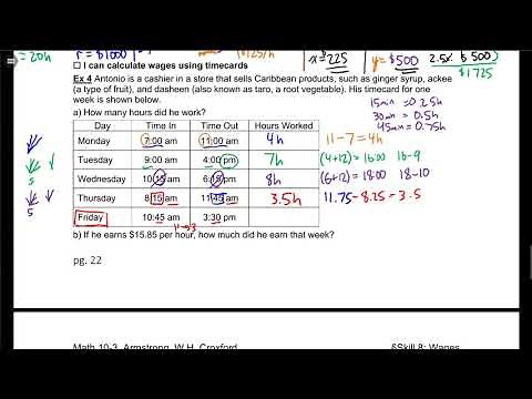 Calculating Hours Worked from Timesheets - two methods (AB Math 10-3)