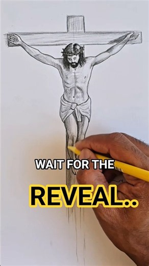 Easy to Draw Jesus Christ ✝️ | Crucifixion Drawing Reveal #Shorts