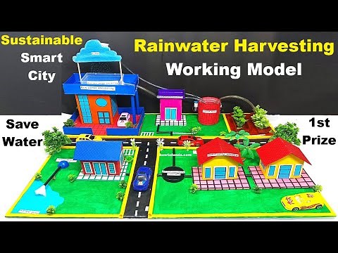 rainwater harvesting working model - sustainable smart city - save water environment | howtofunda