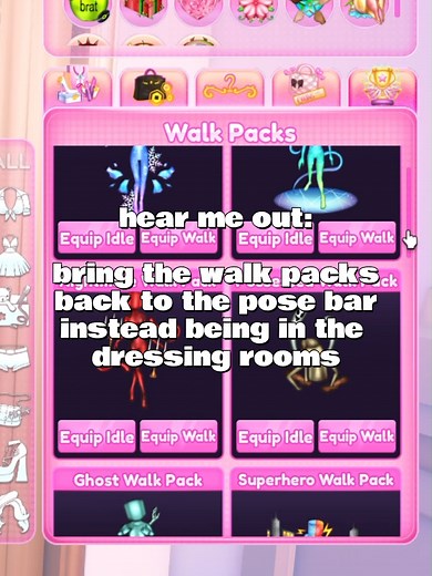 Improve Walk Pack Placement in Dress to Impress