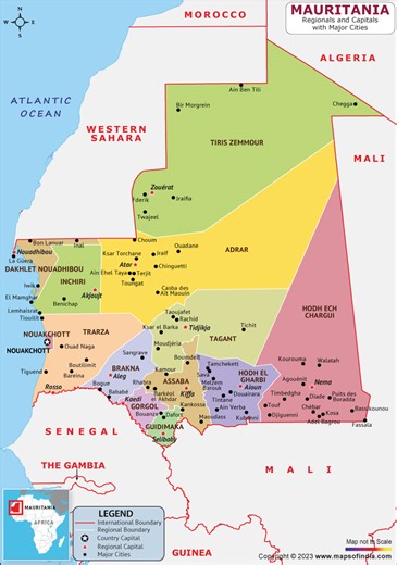 Mauritania Map | HD Political Map of Mauritania