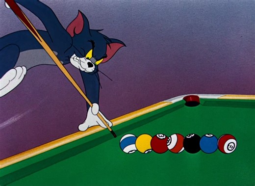 cartoon on Instagram: "This video is a sequence from the classic Tom and Jerry cartoon titled "Cue Ball Cat," originally released on October 28, 1950. Directed by William Hanna and Joseph Barbera, this short is set in a deserted pool hall and features a series of high-energy, billiards-themed gags. Video Highlights The Pocket Chase: Tom uses the pool table's internal tunnels to try and catch Jerry, but accidentally grabs his own tail through a pocket. The Lasso Maneuver: Jerry gets creative by u