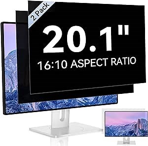 [2 Pack] 20.1 Inch Computer Privacy Screen for 16:10 Aspect Ratio Widescreen Monitor, Eye Protection Anti Glare Blue Light Computer Monitor Privacy Filter, Removable Anti-Scratch 20in Protector
