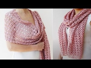 شال كروشيه مستطيل بسيط وسهل للمبتدئين/crochet shawl