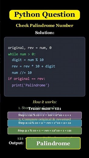 Python: Check If a Number Is a Palindrome! 🔁🤯 #python #coding