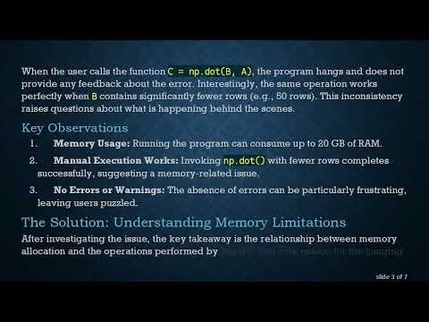 Resolving Memory Issues with Numpy.dot: Understanding Performance Problems in Python