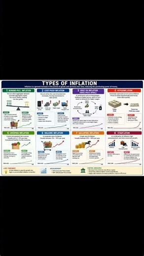 8 Types of Inflation Explained in Seconds | Demand Pull, Cost Push & More 📈#Shorts #Inflation #upsc