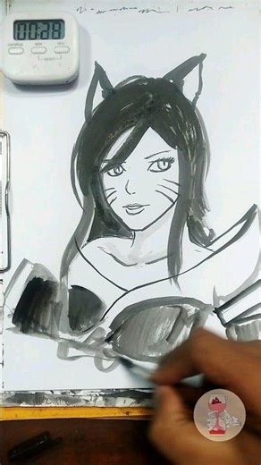 Draw Ahri League of Legends in 5 minutes #lol #leagueoflegends #ahri #sketch