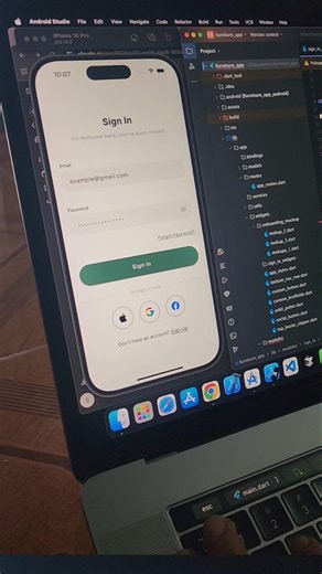 Sign In UI In Flutter 👌 ✨️ | Furniture App UI | Part -3 #flutter #uidesign #shorts #ytshorts