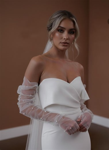 Fingerless Pearl Tulle Bridal Gloves, Long Ivory Wedding Gloves, Elegant Bride Accessories, Wedding Photoshoot - Etsy Canada