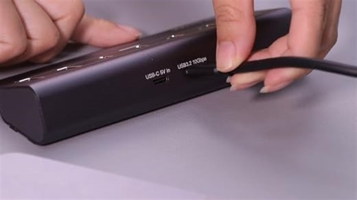 USB Hub mit Netzteil, 7 Port USB Hub 3.2 Gen 2, 10 Gbps USB Verteiler mit Netzteil 5V 3A Powered USB hub Adapter 4 USB-A & 3 USB-C Ports BC1.2-Schnelladung für iPhone 17/16 MacBook iPad Laptop