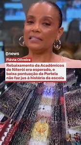 CARNAVAL DO RIO — No #GloboNewsMais desta quarta-feira (18), @flaviaol comentou o resultado da apuração do carnaval do Rio, que consagrou Viradouro como campeã e rebaixou a Acadêmicos de Niterói. Para Flávia, a volta da escola para a Série Ouro era esperada. "Não é nenhum tipo de surpresa. Isso é quase uma regra, é muito difícil uma escola que veio da Série Ouro permanecer no Grupo Especial. São raras, do ponto de vista estatístico. E houve, como a gente viu na pontuação, problemas no desfile". 