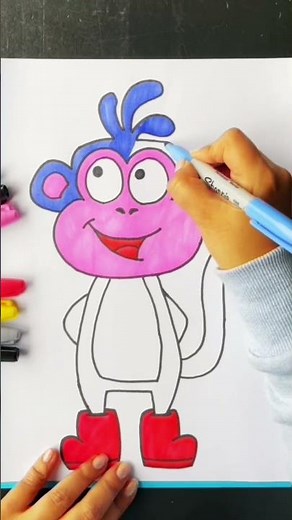 How to color a monkey | Boots from Dora The Explorer | Easy drawings | For kids aged 6 to 8