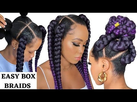🔥How To: EASY BOX BRAIDS / RUBBER BAND METHODS / TENSION FREE/ Protective Style / Tupo1