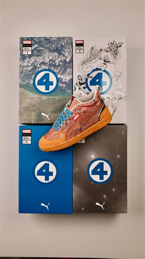 Seth Eaton on Instagram: "They FINALLY arrived!! Which is your favorite? 👀 @marvel @puma & @advisoryboardcrystals have created 7 sneakers inspired by characters from the Fantastic Four and this unboxing experience is unreal 😳 There was a ton of drama surrounding this release due to shipping delays, but do you think it was worth the wait? 🤔"