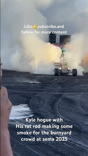 This is insane burnout with this beautiful rat rod with 2 blowers #burnout #ratrod #sema2025