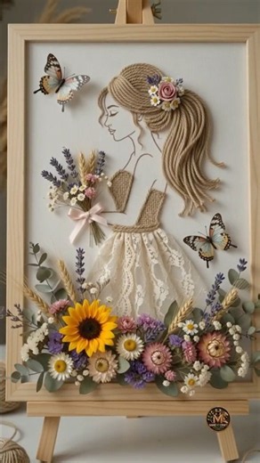 Beautiful Handmade Floral Wall Art 🌸✨ | DIY Jute Rope & Lace Craft