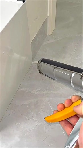 Precise Caulking Technique for Sealing Floor and Wall Edges Neatly and Professionally #shorts
