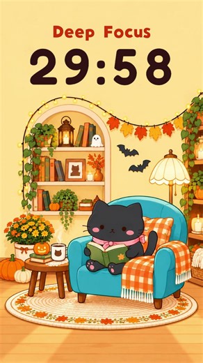 30 Minute Focus Timer 🎃 Cozy Halloween Soft Lofi for Study & Work #shorts