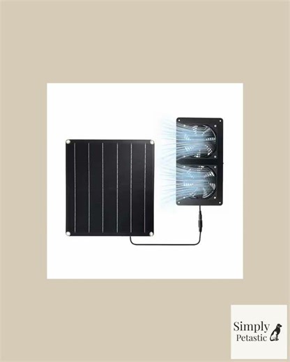 Solar Powered Fan, 20W Solar Panel & Dual Exhaust Fan for Chicken Coop, Greenhouse, Dog House, Shed
