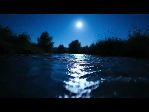 Peaceful Night River Sounds 🌙 | Flowing Water Under Full Moon for Deep Relaxation & Sleep