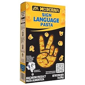 LA MODERNA, Sign Language Pasta, 7 oz (Pack of 20) | Enriched Durum Wheat Semolina | Kosher, Non-GMO, Iron and Vitamin-Fortified | Special Shapes in Collaboration with Texas Hands & Voices