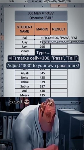 Ms excel To Pass /Fail Short Trick 2025 🖥️।। Pass Fail kaise Nikale Ms excel se 💥#ytshorts #excel