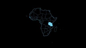 Tanzania map on black background. Tanzania location in Africa