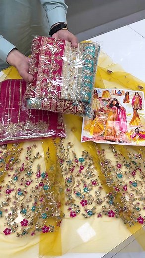 Amber Yellow Unstitched Fabric Available in Karachi