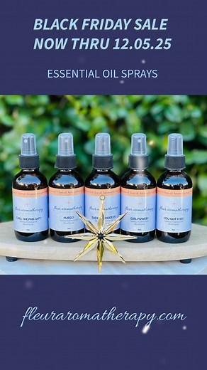 FLEUR AROMATHERAPY ESSENTIAL OIL SPRAYS! BLACK FRIDAY SALE NOW THRU 12.05.25 Synergistic essential oil blends Hand Poured in the USA. No Synthetics – No Pesticides – No Stretching – No Adulteration CLICK WEBSITE LINK IN BIO TO PURCHASE THIS PRODUCT Get Yours Here: https://fleuraromatherapy.com/product-category/essential-oil-spray/ #essentialoilsprays #fleurarmatherapy #liveyourlife #aromatherapybrand #essentialoils | Fleur Aromatherapy