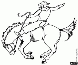 A cowboy riding at a rodeo coloring page printable game