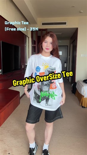 Graphic OverSize Tee With Jorts Outfit 💯 #fy #outfit #instock #graphictee #oversize