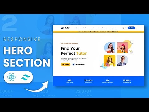 How to build Responsive Hero Section with React js + Tailwind + Framer-motion | E-Tutor Hero section