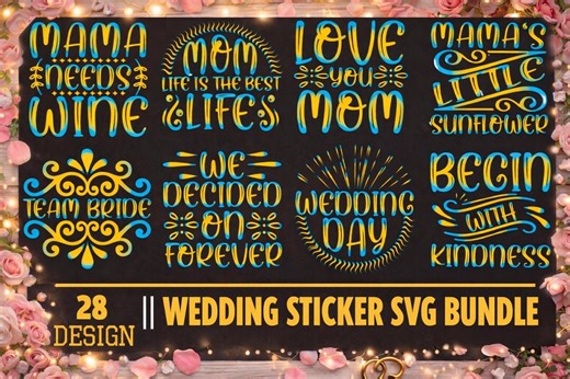 Wedding Stickers SVG Bundle, Bridal Cricut Cut Files (28 Designs) - Etsy