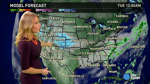 Monday's forecast: Snow out West, rain in the South