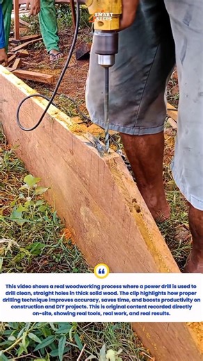 Drilling Perfect Holes in Thick Wood Using a Power Drill | Satisfying Woodworking Shorts