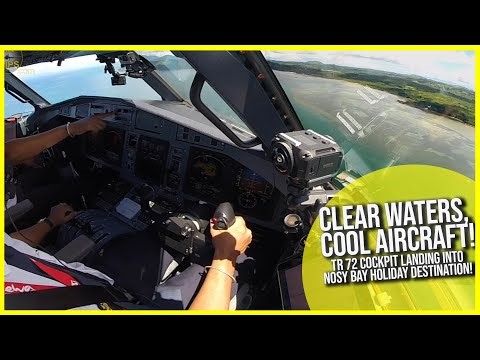 Clear Waters, Cool Aircraft! ATR 72 Cockpit Landing into Nosy Bay Holiday Destination! [AirClips]