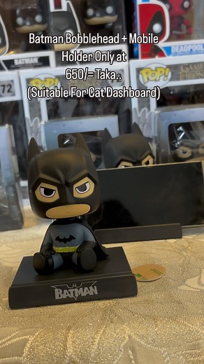 Batman Bobblehead Mobile Holder Only at 650/= Taka.. Size - 13 Cm (Suitable For Cat Dashboard , It has Double Sided Stickers With it) | Plutonic