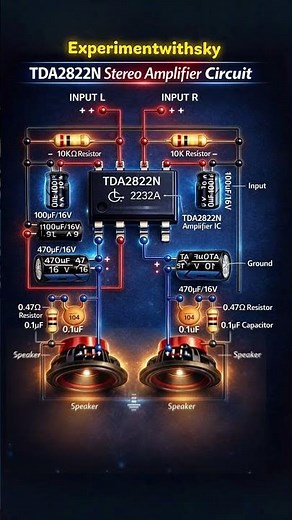 TDA2822N Stereo Amplifier | DIY Audio Circuit with Powerful Output 🔥