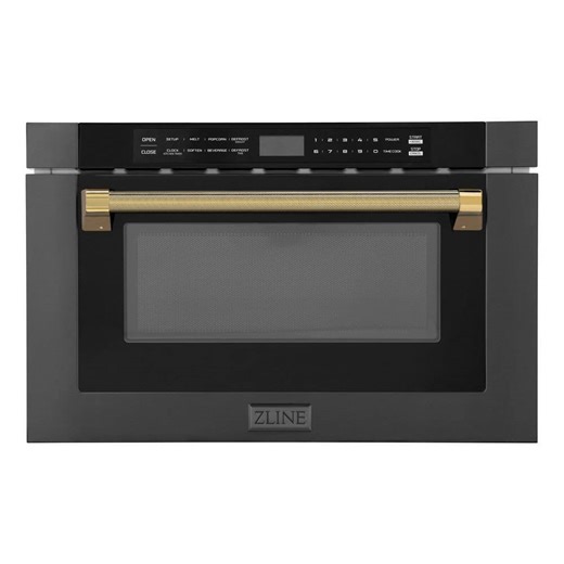 Reviews for ZLINE Kitchen and Bath Autograph Edition 24 in. 1.2 cu. ft. Built-in Microwave Drawer in Black Stainless Steel and Polished Gold Helix Handle | Pg 3 - The Home Depot