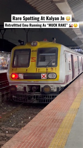Rare Spotting : Retrofitted Emu Running As “MUCK RAKE” Going Towards Thakurli Yard 🚂😲 #localtrains